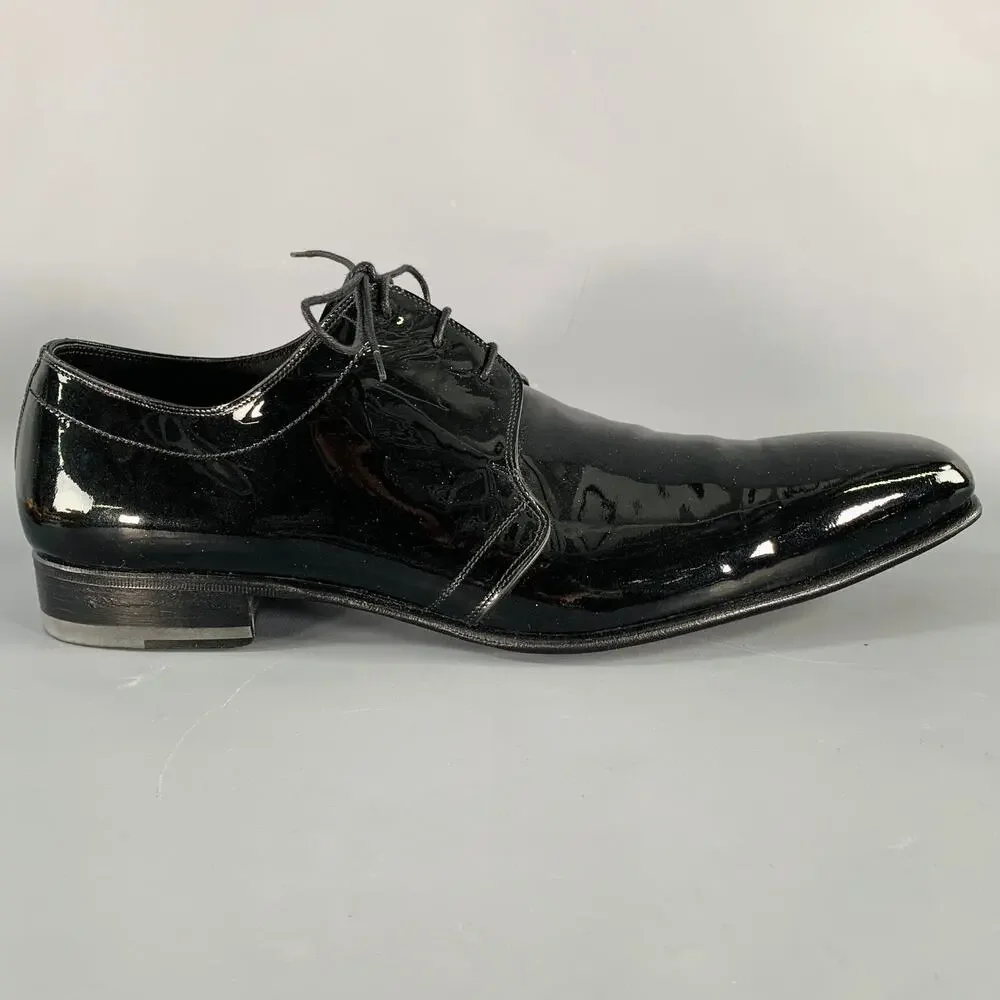 CALZOLERIA HARRIS Size 12 Black Patent Leather Lace-Up Shoes